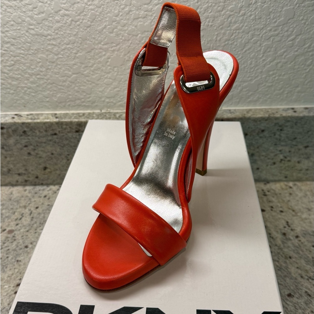 DKNY Orange Slingback High Heel Sandals